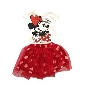 Disney Minnie Mouse Girls' T-Shirt & Polka Dot Tulle Skirt Set, Size 12 Months